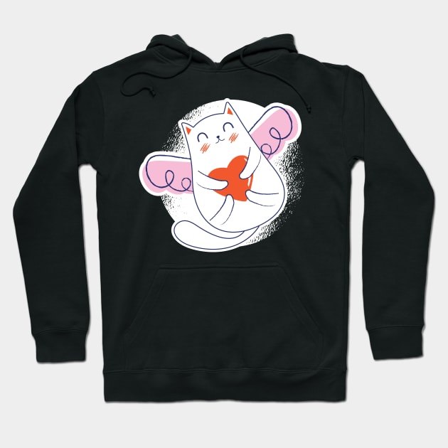 cat with wings and a heart Hoodie by H K F